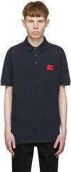 Hugo Boss Stretch-cotton Slim-fit Polo Shirt With Embroidered Logo In Dark Blue