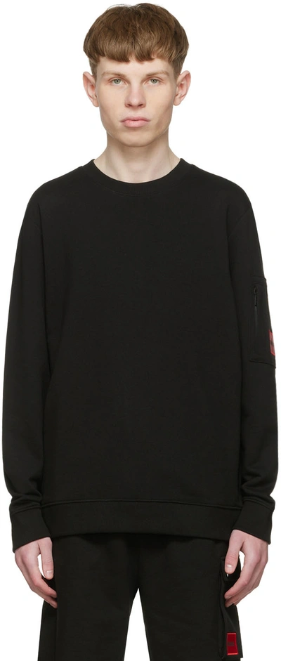 Hugo Logo-patch Cotton-jersey Sweatshirt In Black