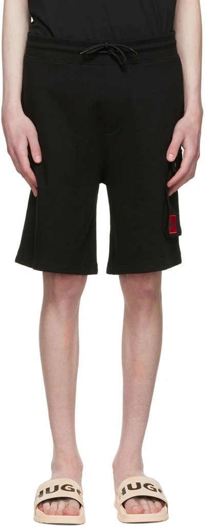 Hugo French Terry Cotton Shorts In Black