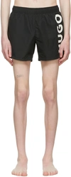 Hugo Abas Logo Graphic Swim Trunks In Black