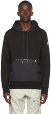 MONCLER BLACK COTTON & NYLON HOODIE