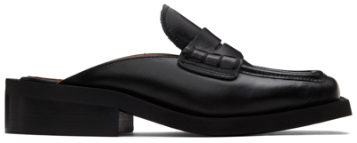 Ganni Black Leather Backless Loafers