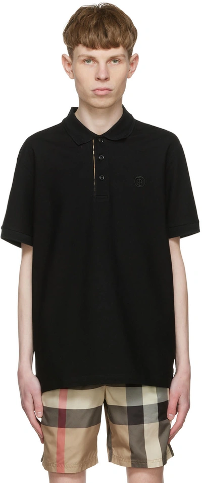 Burberry Cotton Pique Polo Shirt With Logo Lettering In Black