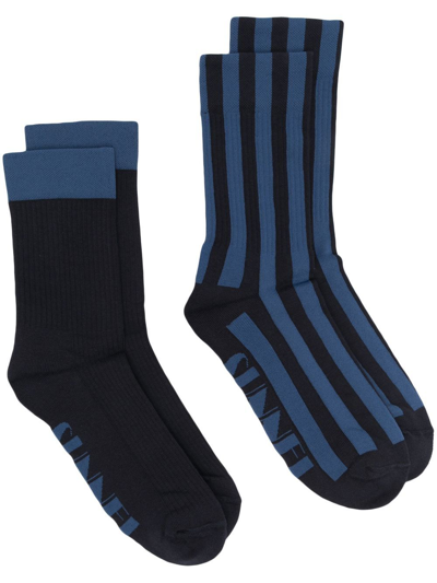 Sunnei Two-pack Logo Intarsia Socks In 蓝色