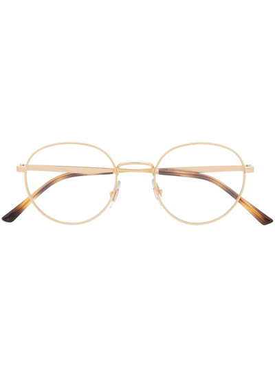 Ray Ban Polished-effect Round-frame Glasses In Gold