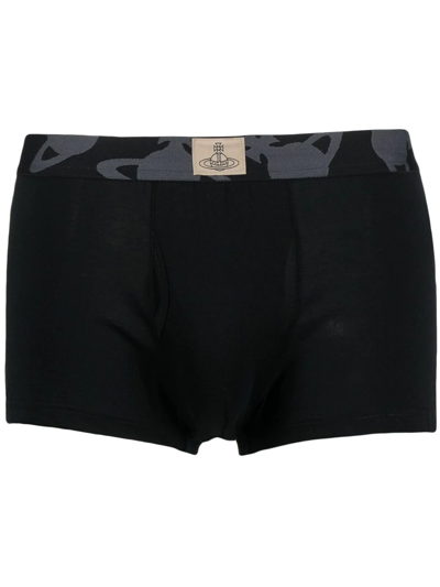 Vivienne Westwood Camouflage-print Logo-patch Boxers In Black