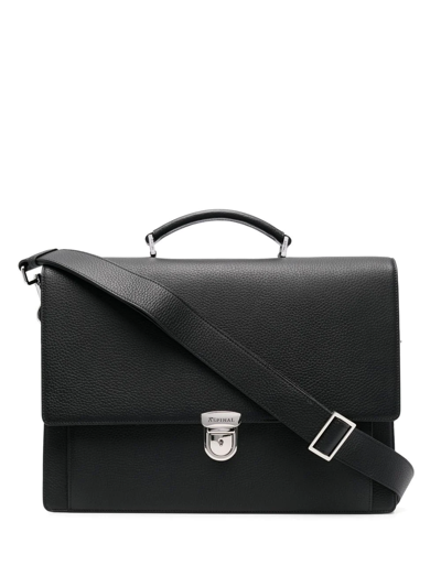 Aspinal Of London City Laptop Leather Briefcase In Black