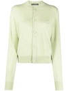 Acne Studios Keva Face Patch Wool Cardigan In Green