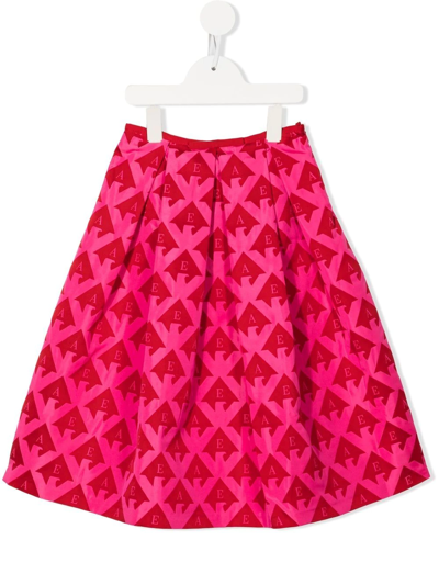 Emporio Armani Kids' Graphic-print Skirt In 红色