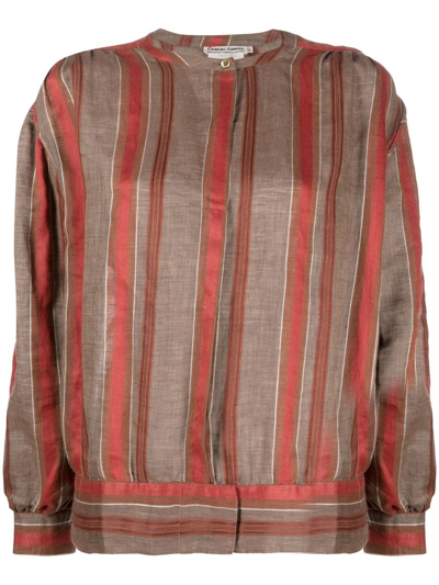 Pre-owned Giorgio Armani 1980s Striped Linen Jacket In Neutrals