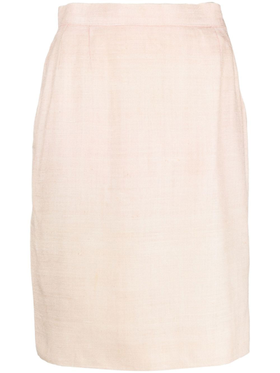 Pre-owned Saint Laurent 1980s High-waisted Straight Skirt In Pink