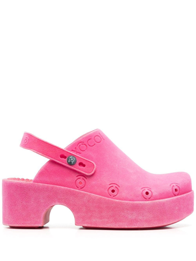 Xocoi Engraved-logo Slingback-strap Slippers In Pink
