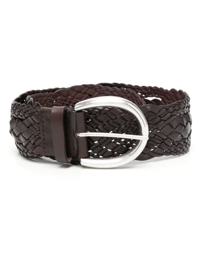 Orciani Braided-strap Leather Belt In Brown