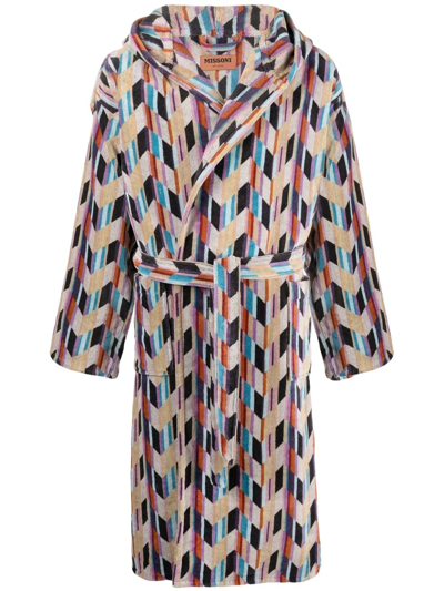 Missoni All-over Graphic-print Bath Robe In Yellow