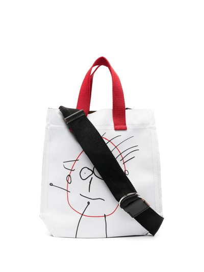 Plan C "pili And Bianca" Vertical Shopping Bag In Bianco