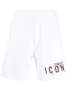 Dsquared2 Icon Cotton Track Shorts In 白色