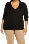 Nordstrom Essential V-neck Cashmere Sweater In Black
