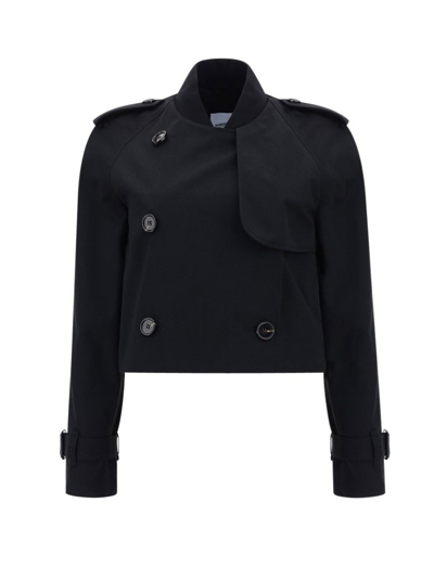 Burberry Double Breasted Jacket In Black