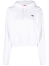 Diesel F-reggy-hood-doval-pj Logo-appliqué Cotton Hoodie In White