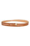 Lafayette 148 Italian Vachetta Leather Double Wrap Belt In Copper