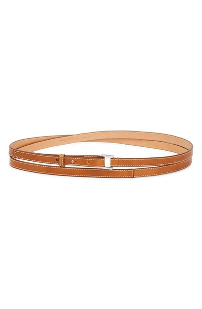 Lafayette 148 Italian Vachetta Leather Double Wrap Belt In Copper