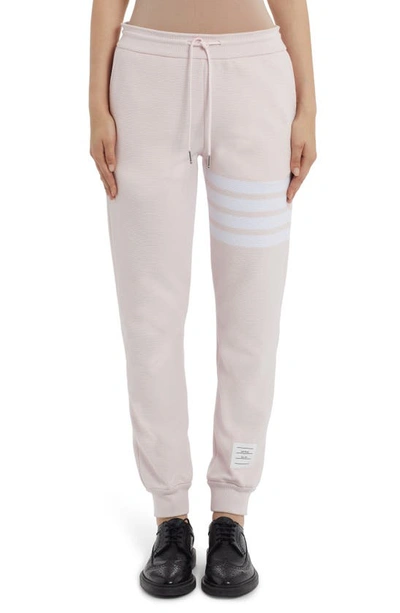 Thom Browne 4-bar Detail Ottoman Rib Cotton Joggers In 680 Lt Pink