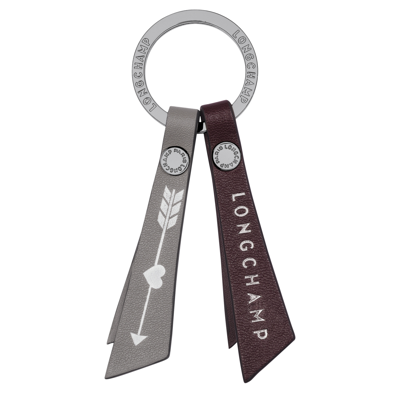 Longchamp Key-rings Le Pliage Cuir In Bordeaux/tourterelle