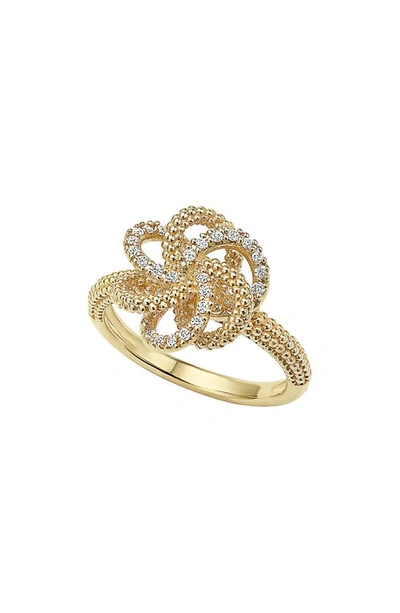 Lagos 18k Yellow Gold Love Knot Ring With Diamonds