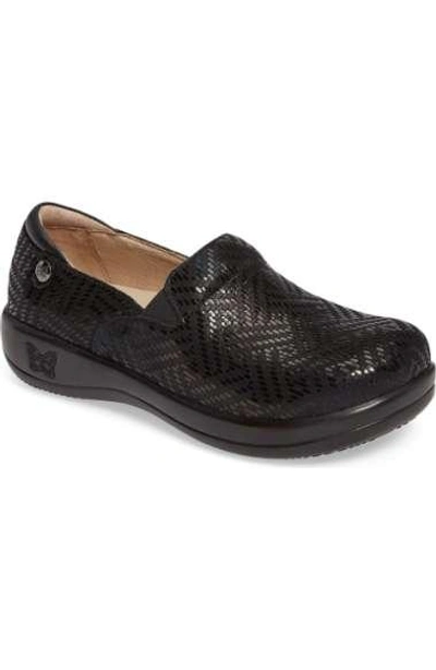 A.w.a.k.e. 'keli' Embossed Clog In Black Dazzler Leather