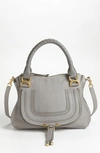 Chloé Medium Marcie Calfskin Leather Satchel In Cashmere Grey Gold Hrdwre