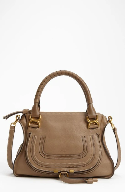 Chloé Medium Marcie Calfskin Leather Satchel In Brown