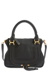 Chloé Medium Marcie Calfskin Leather Satchel In Black Gold Hrdwre