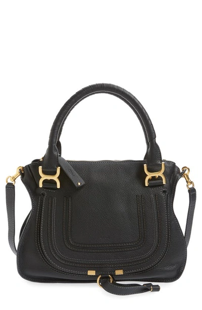 Chloé Medium Marcie Calfskin Leather Satchel In Black