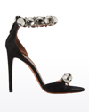 Alaïa La Bombe Stud Ankle-wrap Stiletto Sandals In Noir