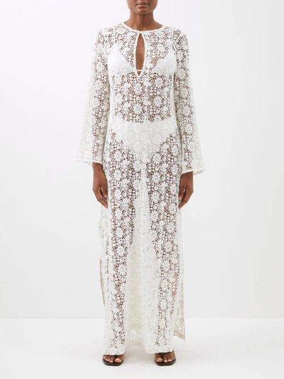 Nili Lotan Della Cotton Corded Lace Maxi Dress In White