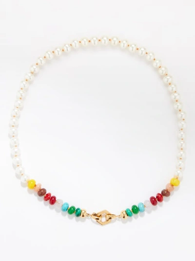 Harwell Godfrey Yellow Gold Pearl And Multi-stone Necklace