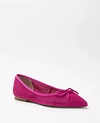 Ann Taylor Perforated Suede Pointy Toe Ballet Flats In Magenta Sunset