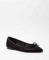 Ann Taylor Perforated Suede Pointy Toe Ballet Flats In Black