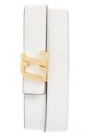 Christian Louboutin Happy Rui Logo Buckle Leather Belt In Bianco/ Loub/ Gold