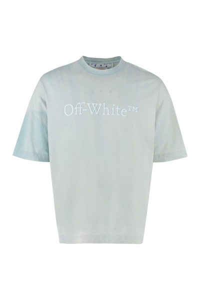 Off-white Logo Cotton T-shirt In Light Blue
