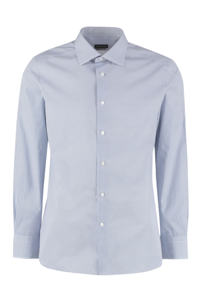 Z Zegna Trofeo Comfort Cotton Shirt In Light Blue