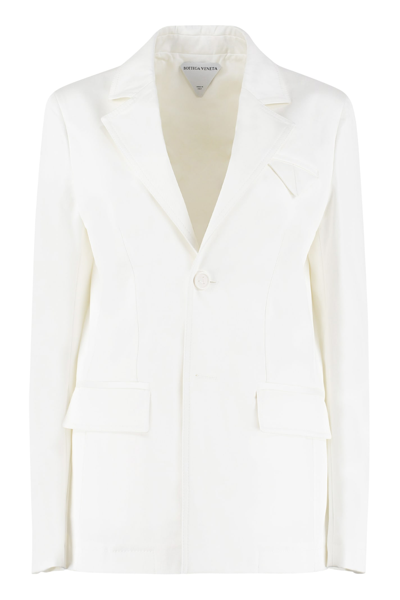 Bottega Veneta Single-breasted Cotton Blazer In White