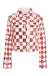 Mm6 Maison Margiela Checked Print Denim Jacket In White