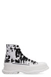 Alexander Mcqueen Tread Slick Mcqueen Graffiti Boots In White In Black
