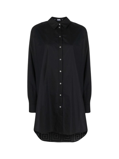 Karl Lagerfeld Logo-print Organic Cotton Shirt In Black