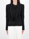 Pinko Notched-collar Cropped Blazer In Nero