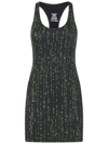 Vetements Black & Green Code Open Back Dress In Black