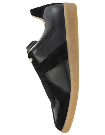 Maison Margiela Replica Suede Leather Gum Sole Sneakers In Black