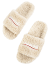 Balenciaga Furry Logo-embroidered Faux Shearling Slides In Beige