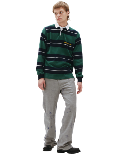 Vtmnts Striped Long Sleeve Polo In Green